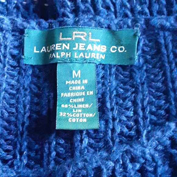 LRL LAUREN JEANS CO Linen Blend Loose Weave Pullover Size Medium - Picture 4 of 10